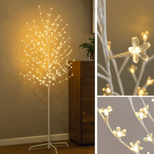 Pomisor Craciun Luminos Cu LED  Alb Cald | 72 LED-uri 1.5M | Flori De Cires